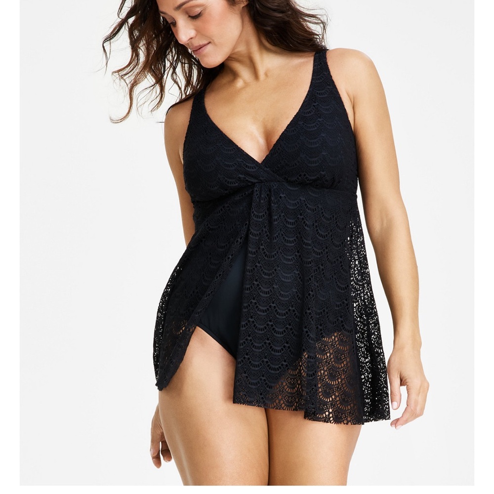 Beautiful black skirted swimsuit